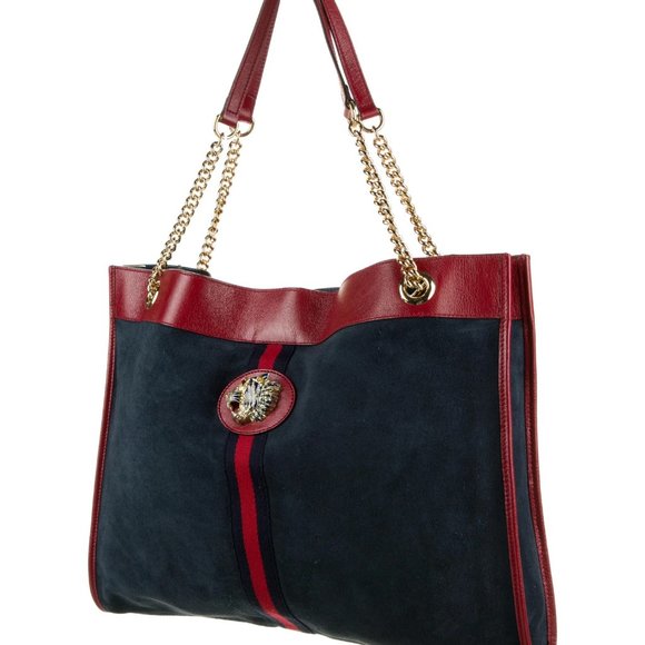 NEW WITH GUCCI DUSTBAG AND CARDS Gucci Rajah Suede Large Tote Bag in Blue - Picture 11 of 16